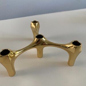 Vintage "Colonial Creative" Mid Century Modern Gold Candle Holder Made in USA